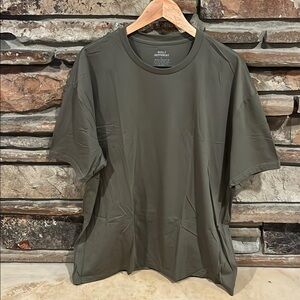 Built Different Khaki Drab Green Short Sleeve Crewneck Tee Cotton Polyester